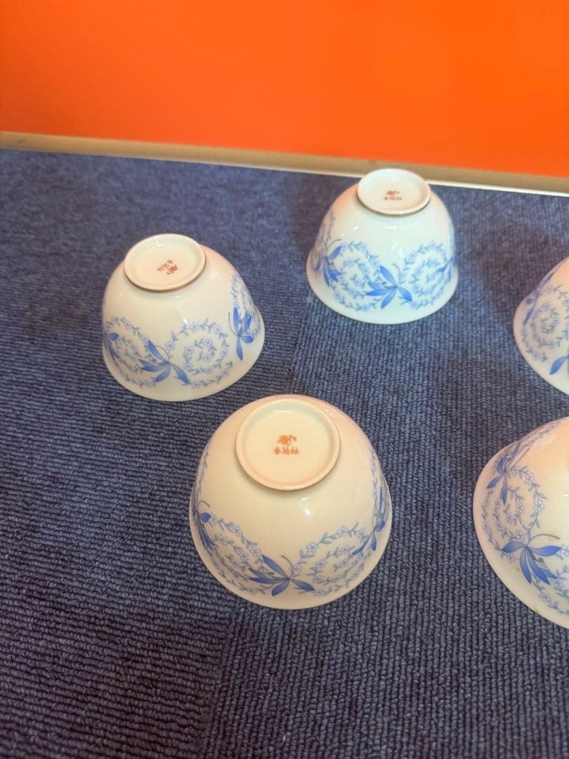 2036  香蘭社 蘭花唐草 湯呑 5客　金彩　未使用