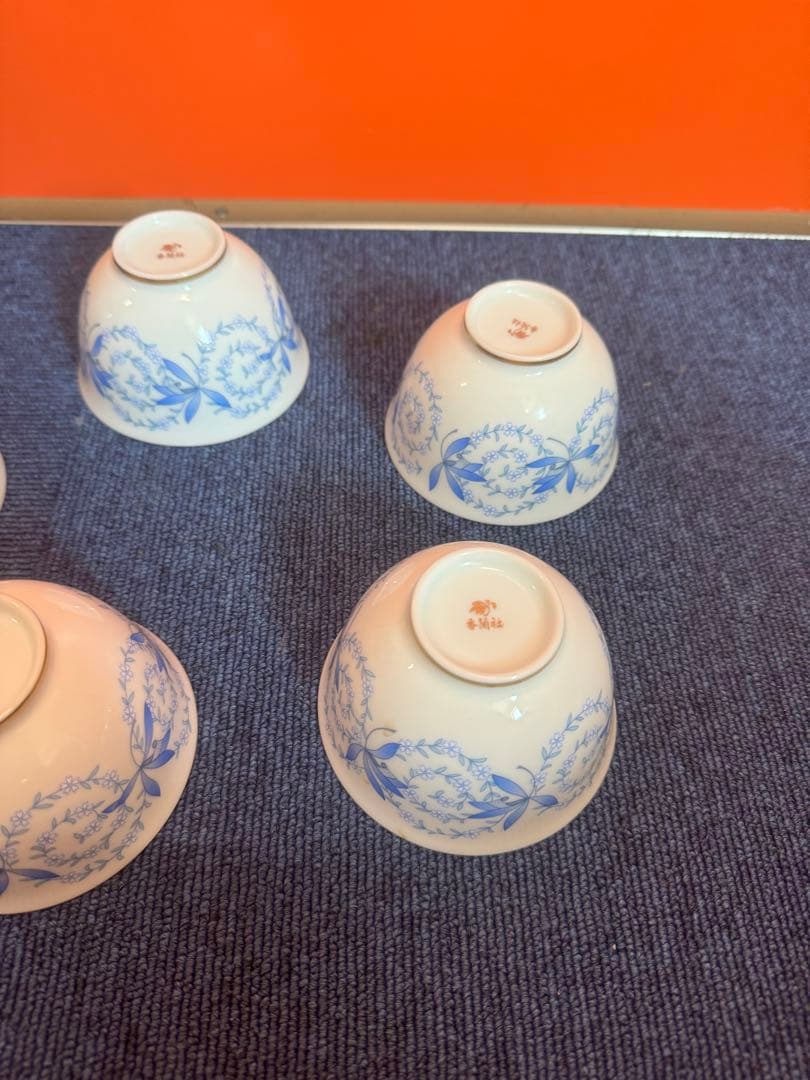 2036  香蘭社 蘭花唐草 湯呑 5客　金彩　未使用