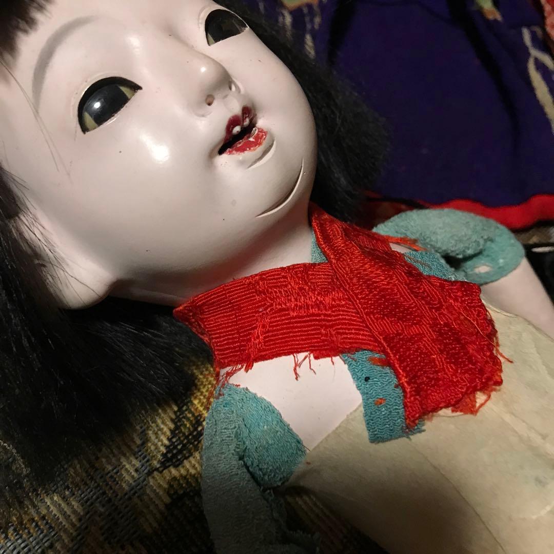 市松人形　小さい　6号　大正時代　女の子　江戸縮緬着物