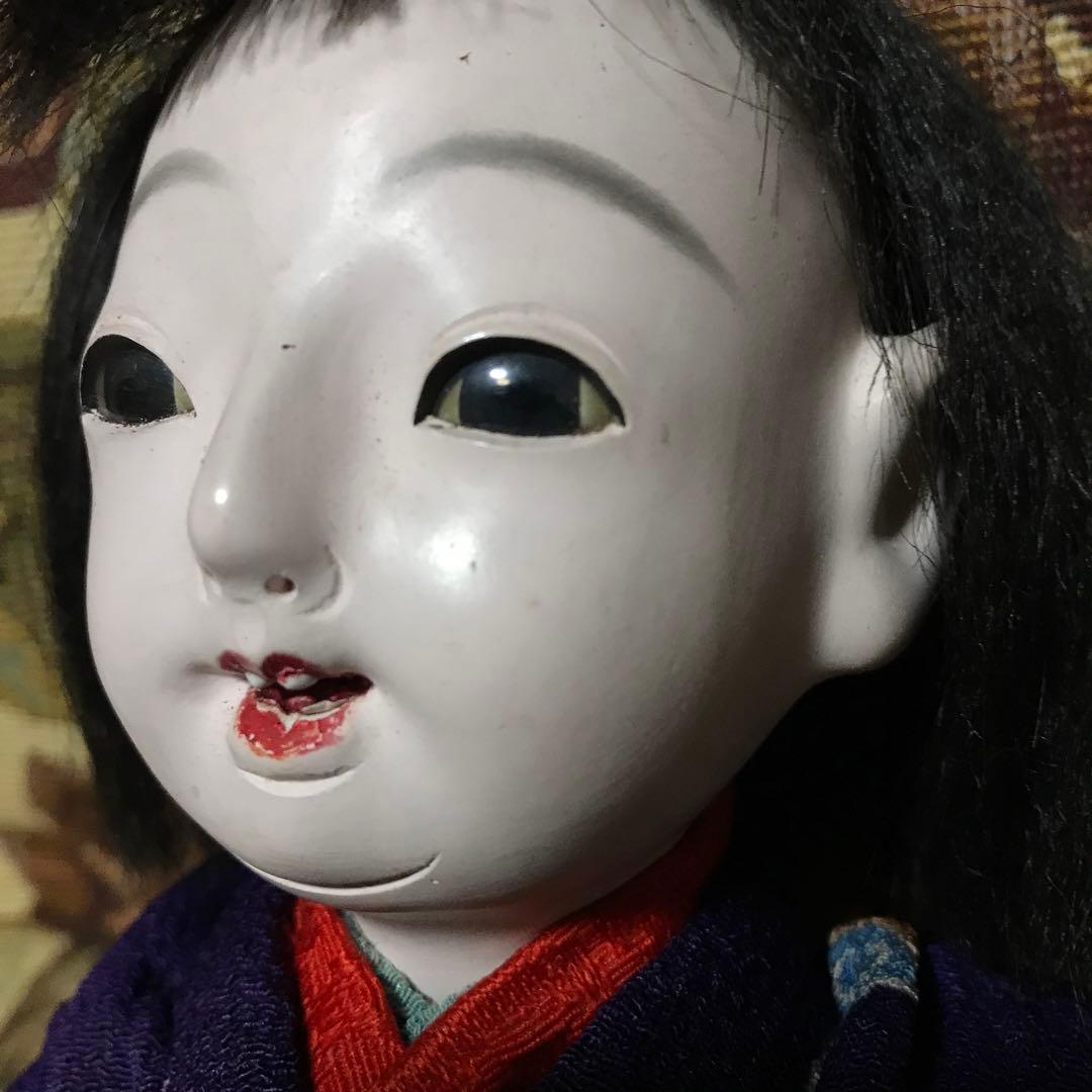 市松人形　小さい　6号　大正時代　女の子　江戸縮緬着物