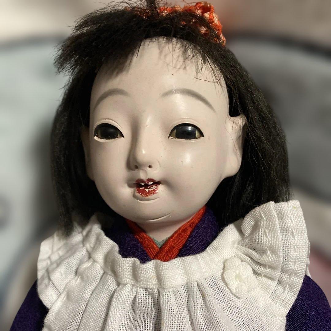 市松人形　小さい　6号　大正時代　女の子　江戸縮緬着物