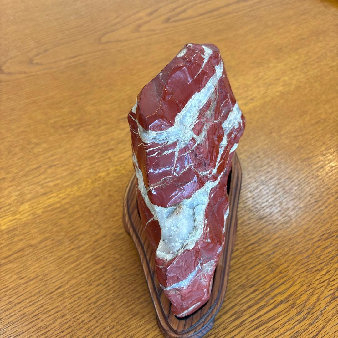 佐渡 赤玉石 天然石　鑑賞石　赤石　置物　重さ3㎏強　木台付