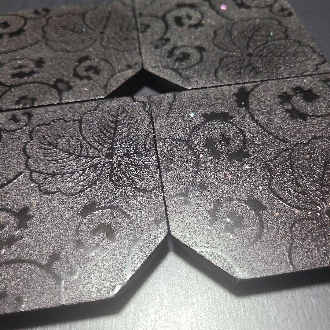 津軽塗　唐塗　菓子器　青緑　紋紗塗　螺鈿細工　茶托　コースター　4組　木製