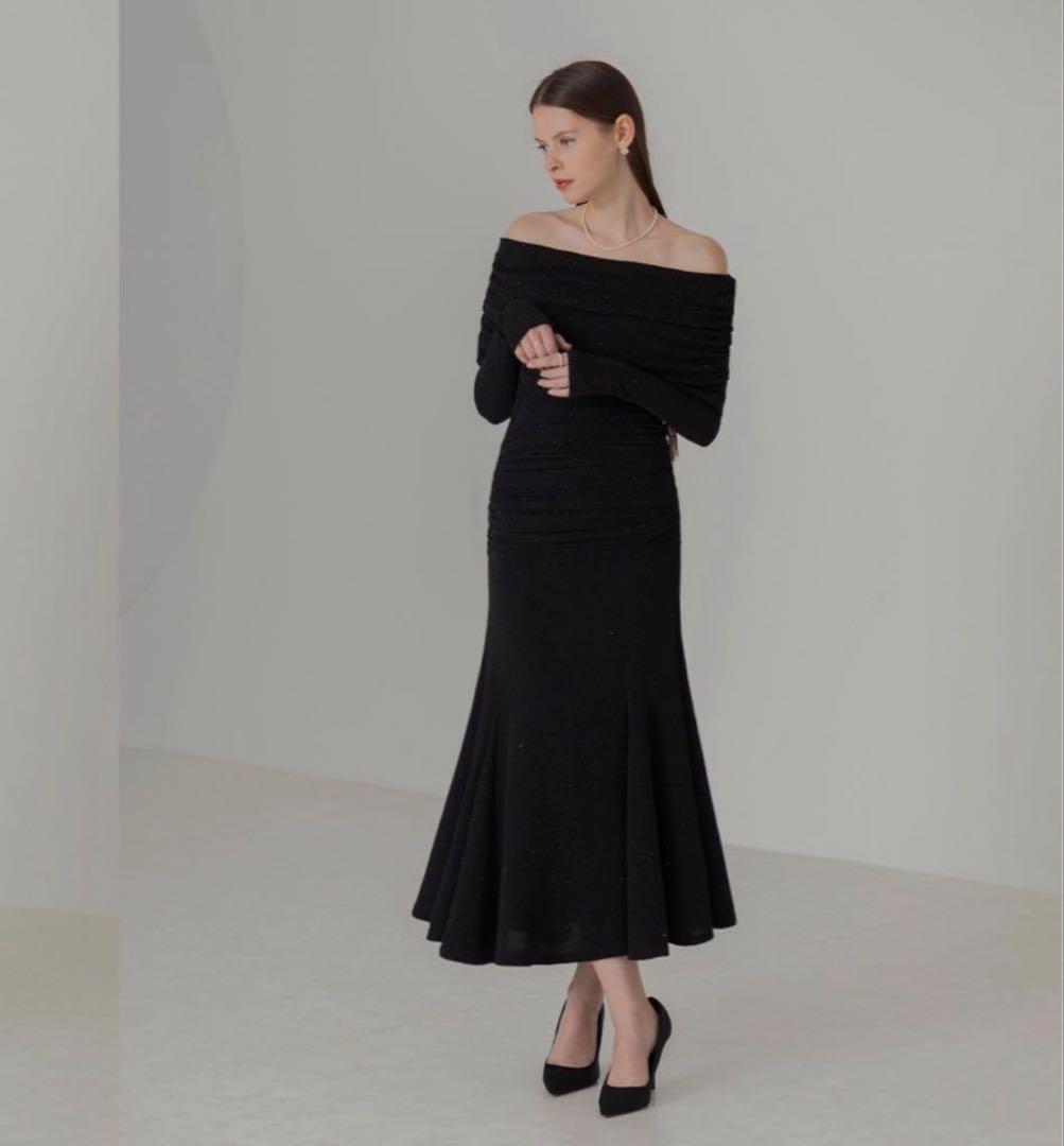 Leja キラキラ　結婚式ドレス パーティードレス　ドレス　スパンコール　黒