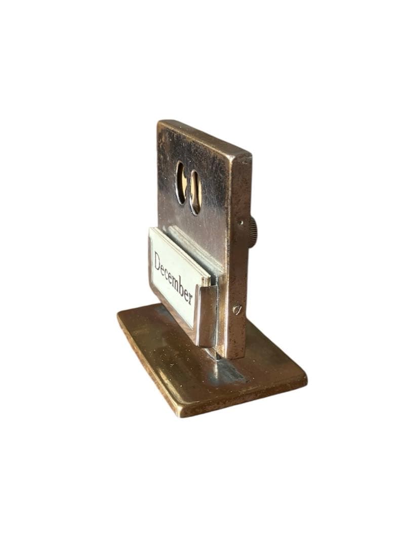 【超希少】アールデコ クロムメッキ卓上永久カレンダー プッシュトップ式