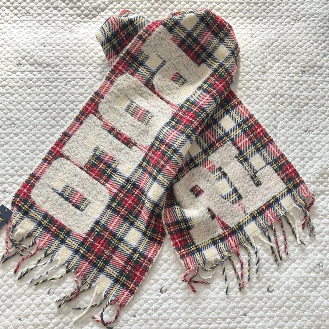 POLO RALPH LAURENロゴ フリンジ ウールブレンド スカーフ