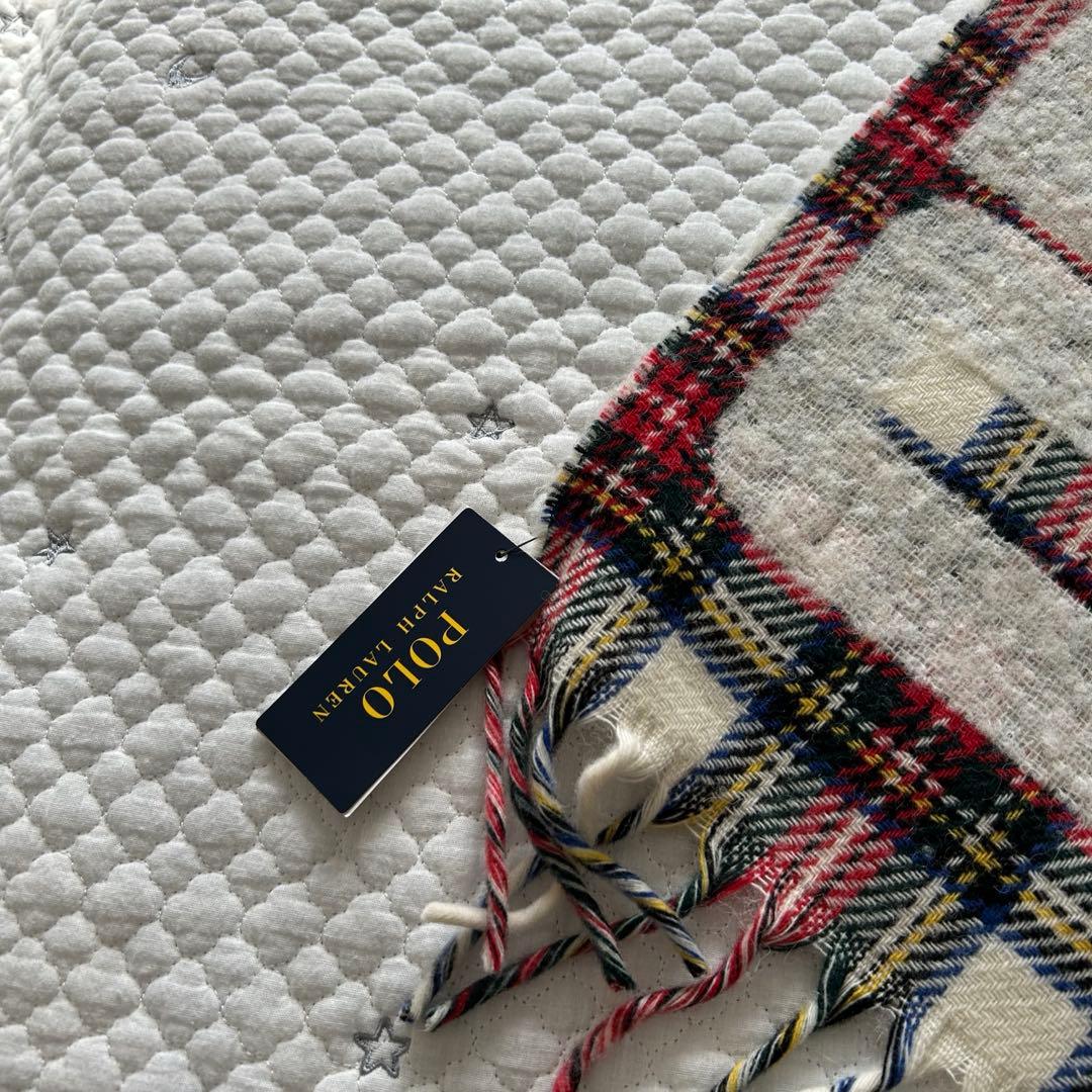 POLO RALPH LAURENロゴ フリンジ ウールブレンド スカーフ
