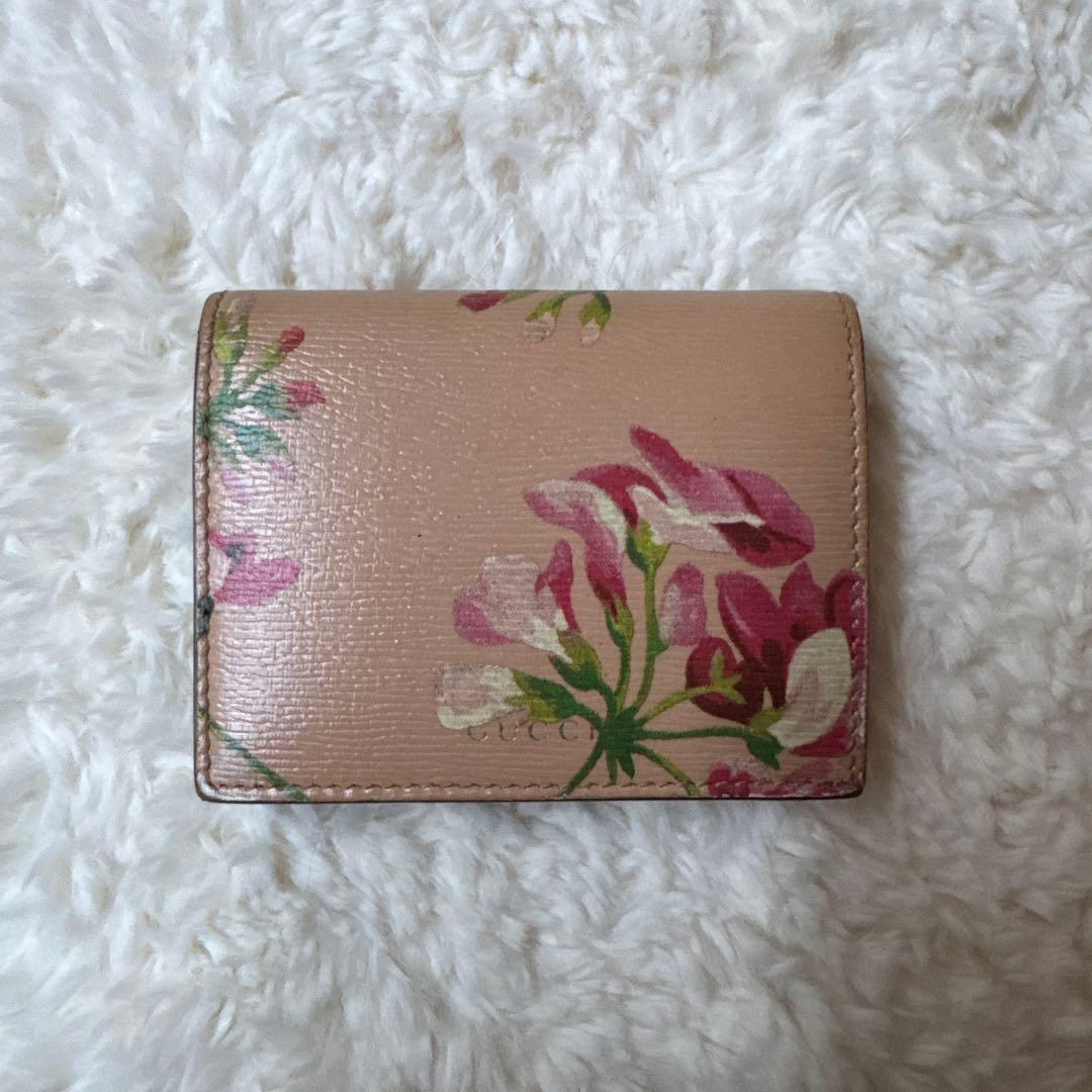 GUCCI 花柄 二つ折り財布 ベージュ