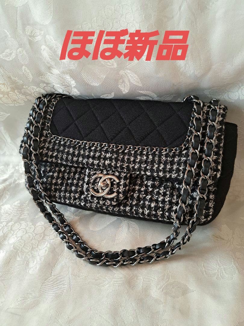 魁 .:*ほぼ新品CHANEL　マトラッセチェーンショルダーバッグツイード