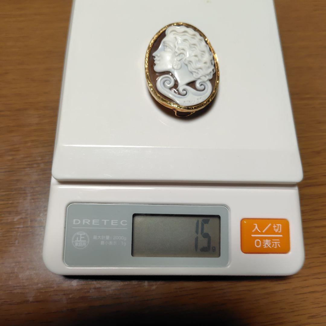 K18枠　カメオ　パトリシア　 ブローチ 女性の横顔