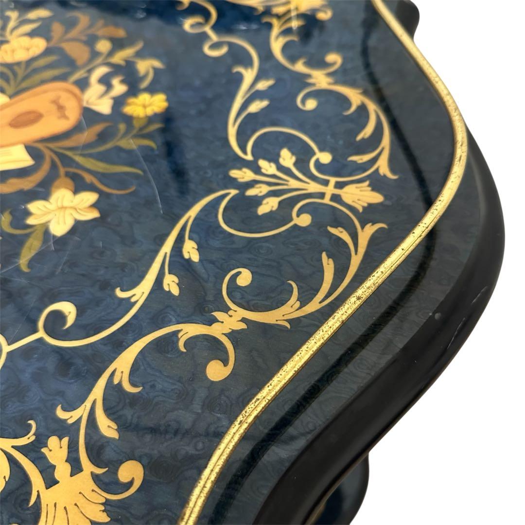 イタリア製DOMANI ドマン　キャスター　象嵌ワゴン　ブルー　キッチンワゴン②