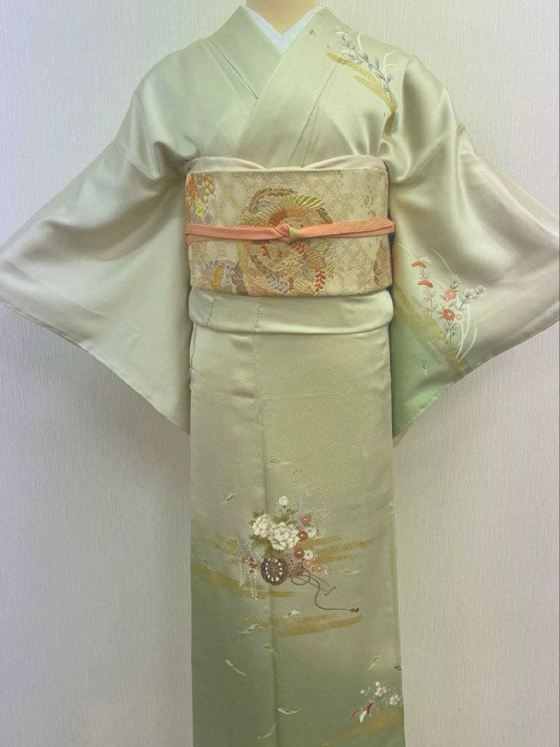 梅乃【148】正絹　訪問着　フルセット　七五三　お宮参り　結婚式　控えめ　淡い緑