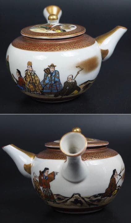 送料無料　明治～大正期九谷焼　仙人図急須　★希少品★　煎茶道具