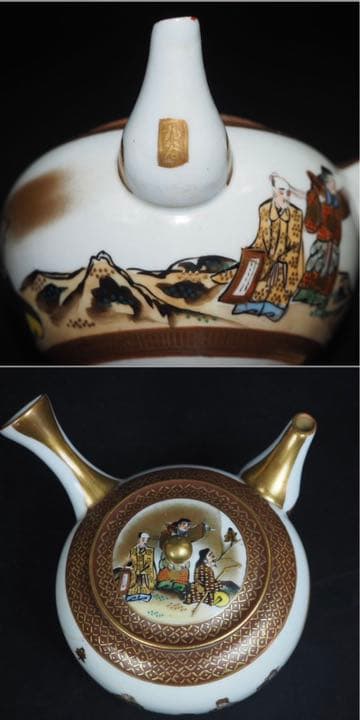 送料無料　明治～大正期九谷焼　仙人図急須　★希少品★　煎茶道具