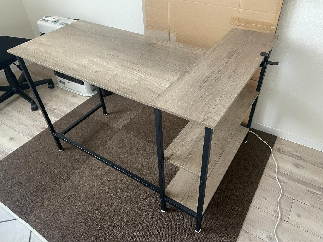 【美品】L字デスク 110cm PC・デスクワーク、ゲーミング　収納棚付き