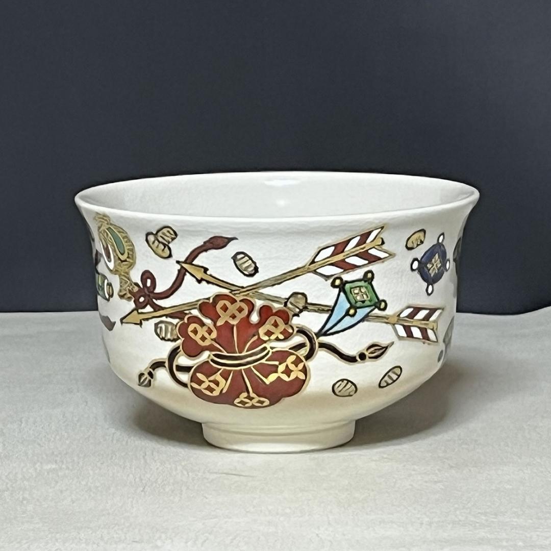 丹山窯 小峠葛芳 幸矢之絵 茶碗 共箱 抹茶碗 茶道具【k3620】