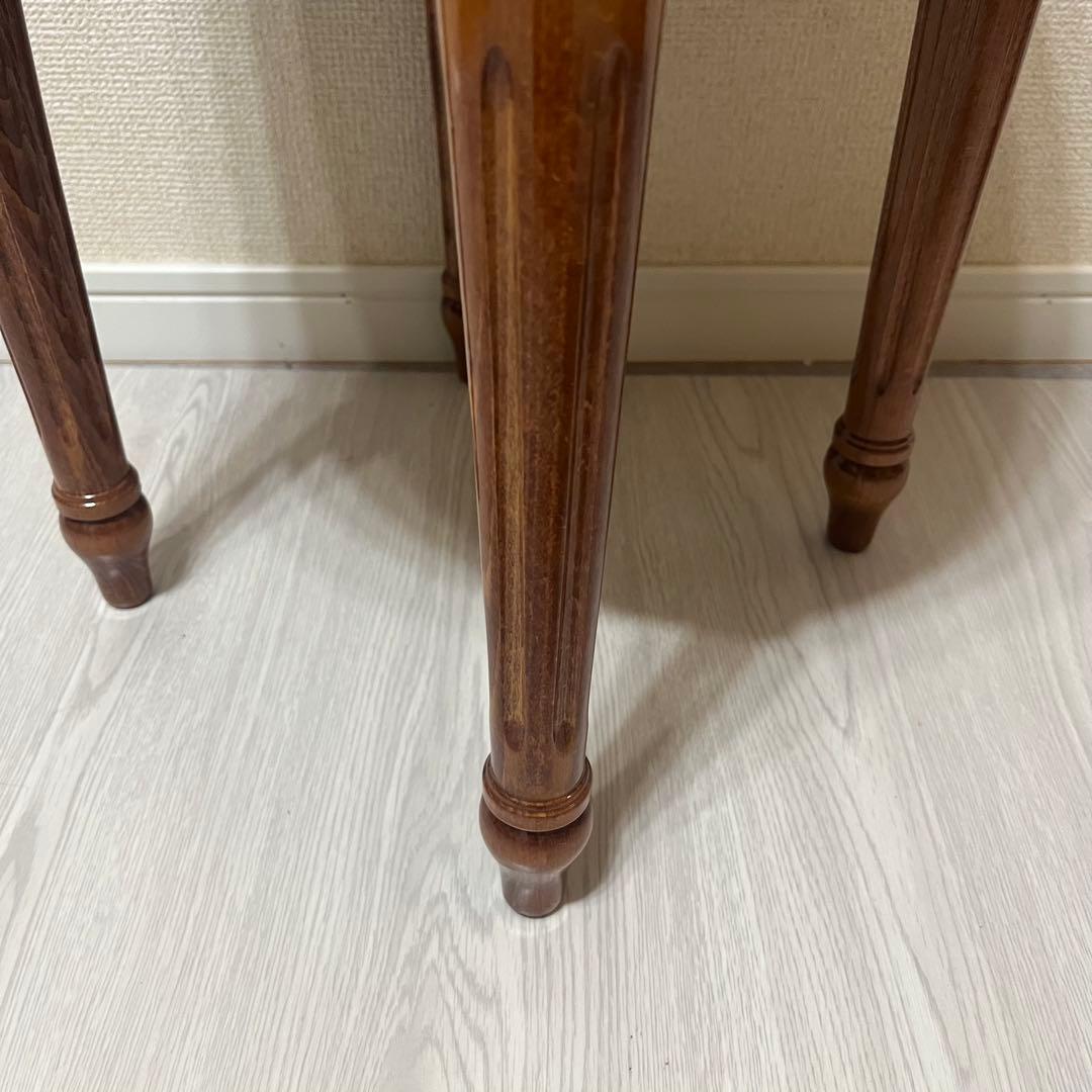 美品 イタリア製 ラウンドスツール 赤 美しい杢目 ネオクラシック調