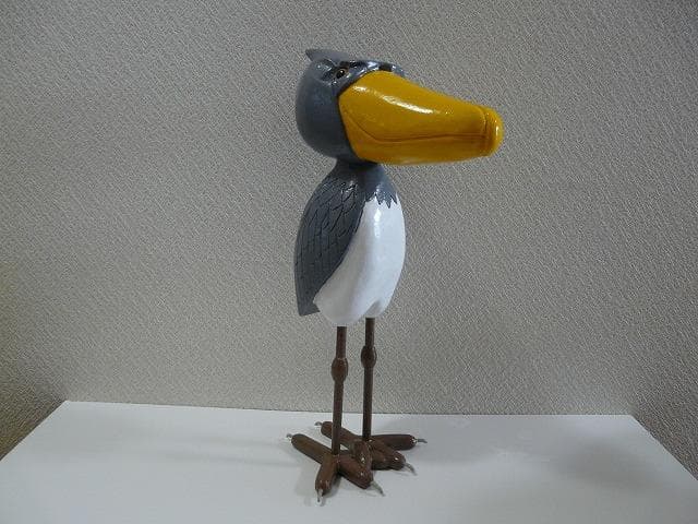 木彫り　置物　ハシビロコウ_ペア