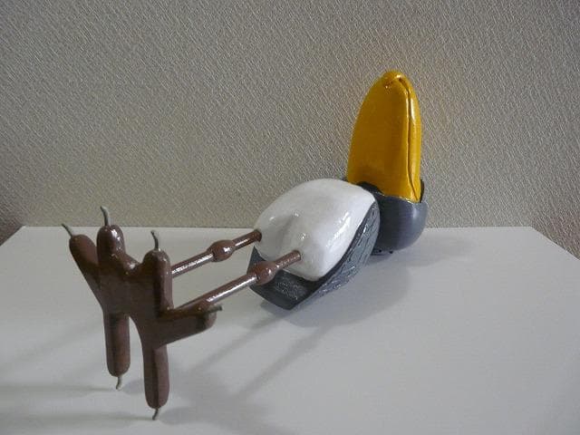 木彫り　置物　ハシビロコウ_ペア