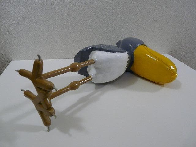 木彫り　置物　ハシビロコウ_ペア