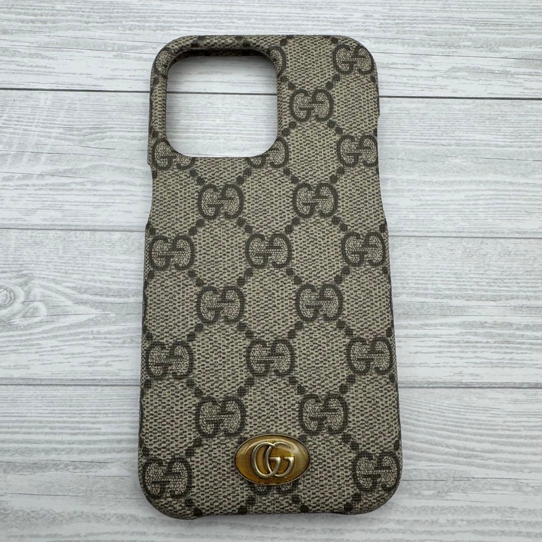 【未使用品】GUCCI　iPhone13pro　 スマホケース GGスプリーム