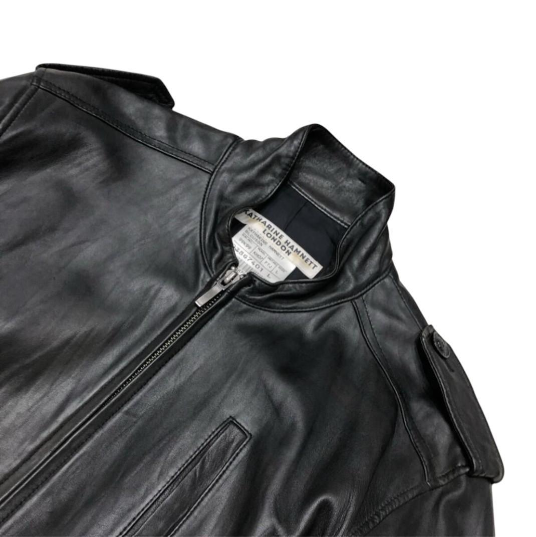 KATHARINE HAMNETT ラムレザー シングルライダース ブラック L
