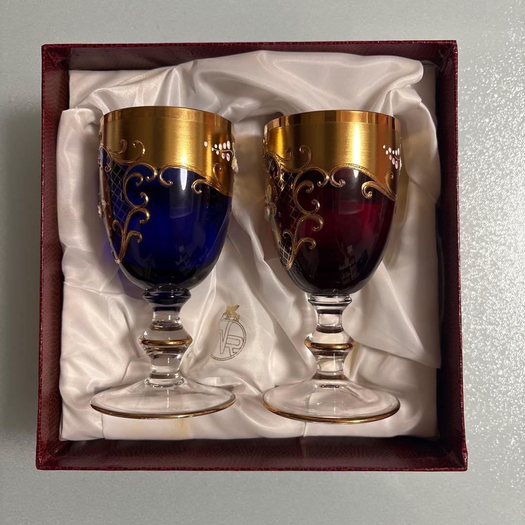 ラグーナムラノ ベネチアングラス 24金 金彩 ペアグラス　ヴェネチアン