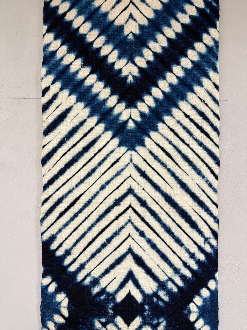 N6「片野絞り」民藝 藍染絞り職人 片野かほり 藍染絞り布 タペストリー