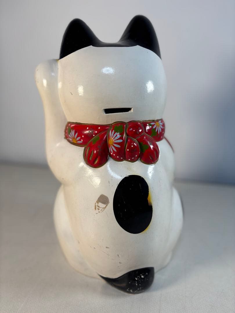 招き猫 多治見 郷土玩具 豪華前垂れ 骨董 アンティーク 縁起物 猫 置物