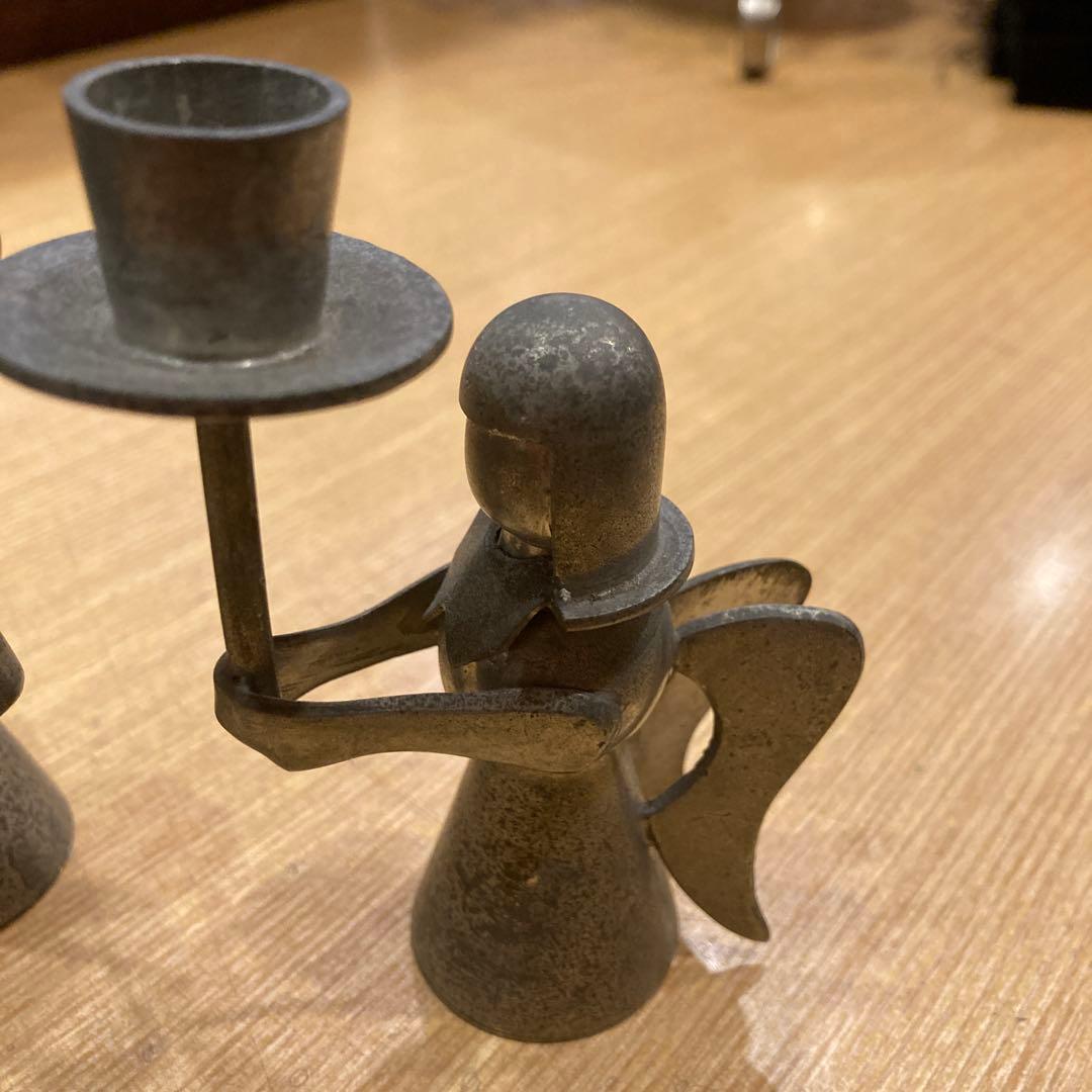1940年代　天使のキャンドルホルダー 金属製 2個セット