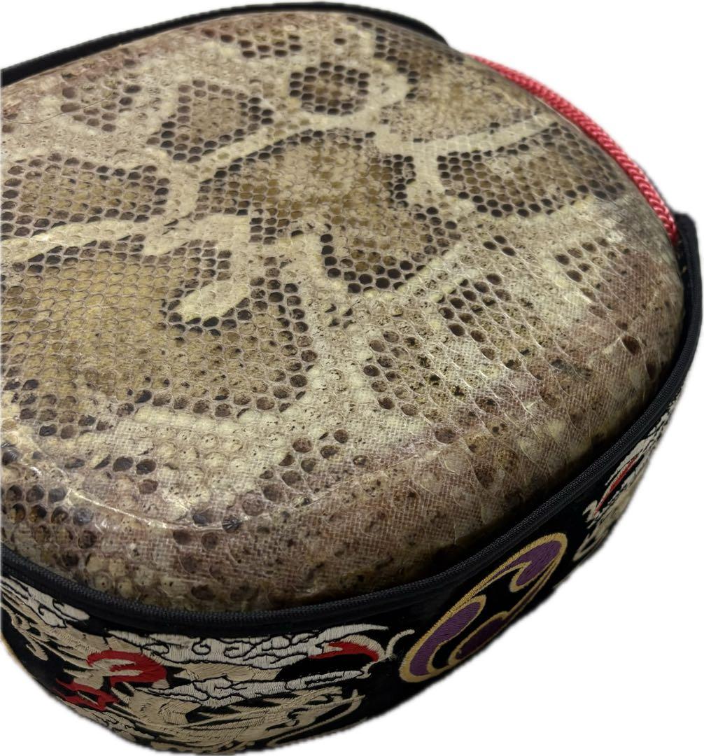 沖縄三味線 蛇柄装飾 龍装飾