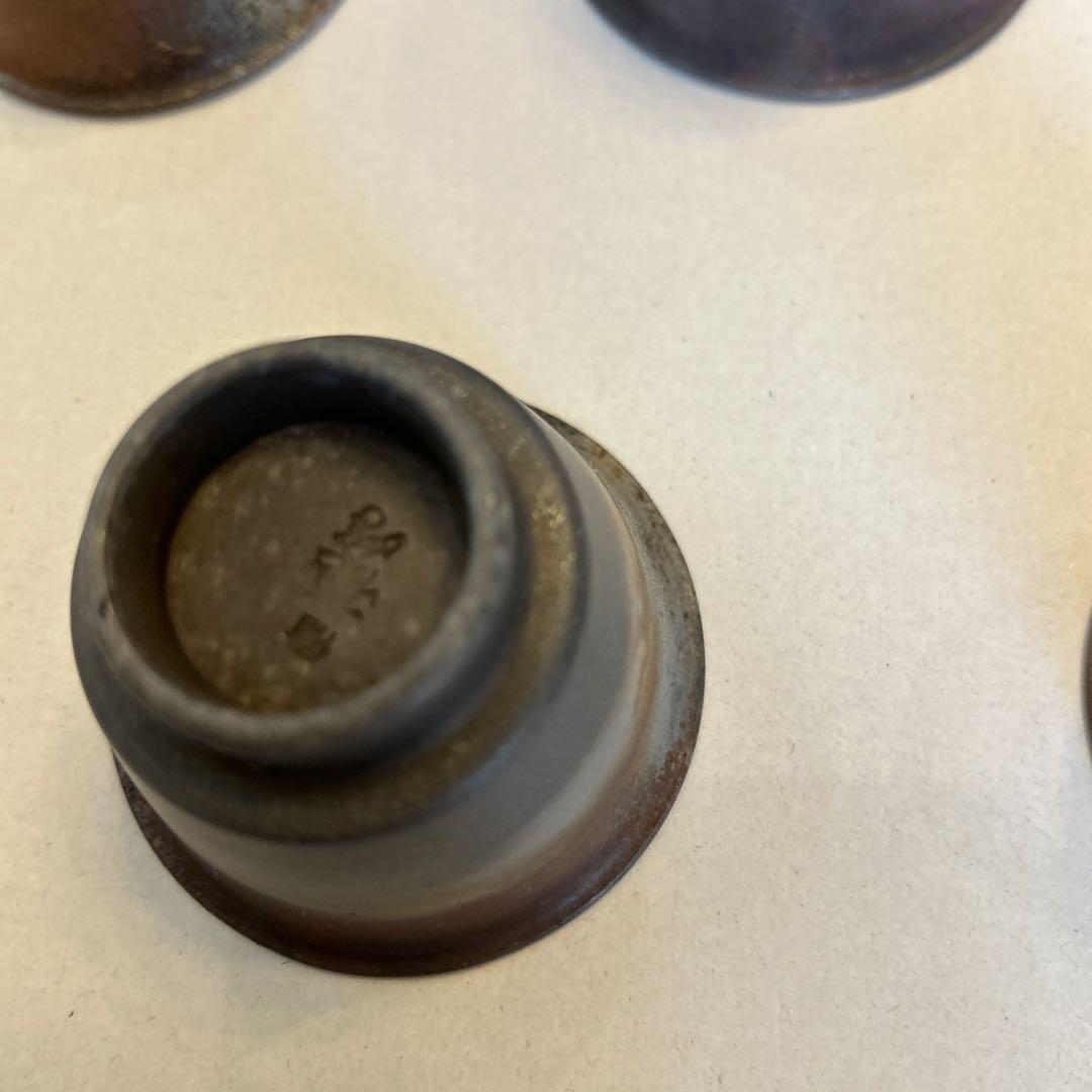 『値引き』備前焼　藤田龍峰　煎茶器　煎茶碗5客　青備前