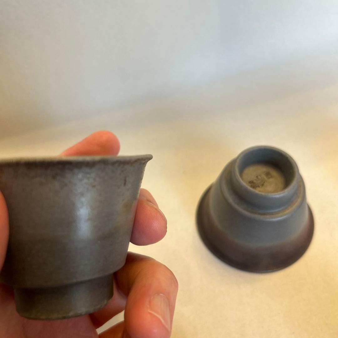 『値引き』備前焼　藤田龍峰　煎茶器　煎茶碗5客　青備前