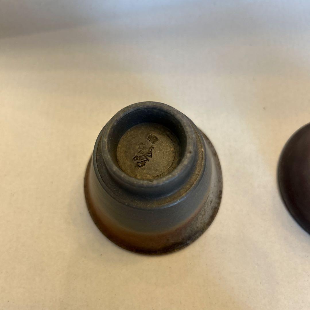 『値引き』備前焼　藤田龍峰　煎茶器　煎茶碗5客　青備前