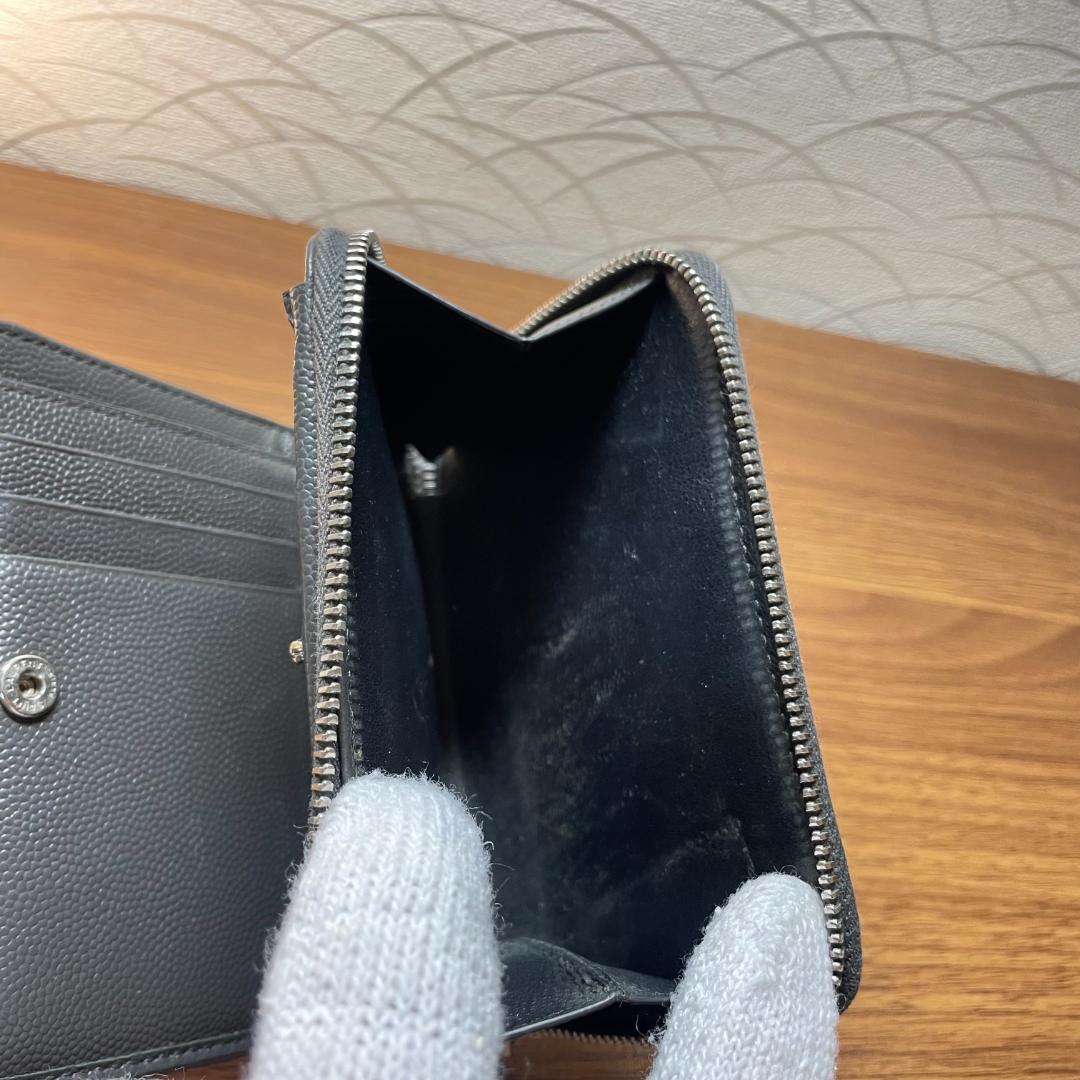 【美品】SAINT LAURENT サンローラン 二つ折り財布 ブラック レザー