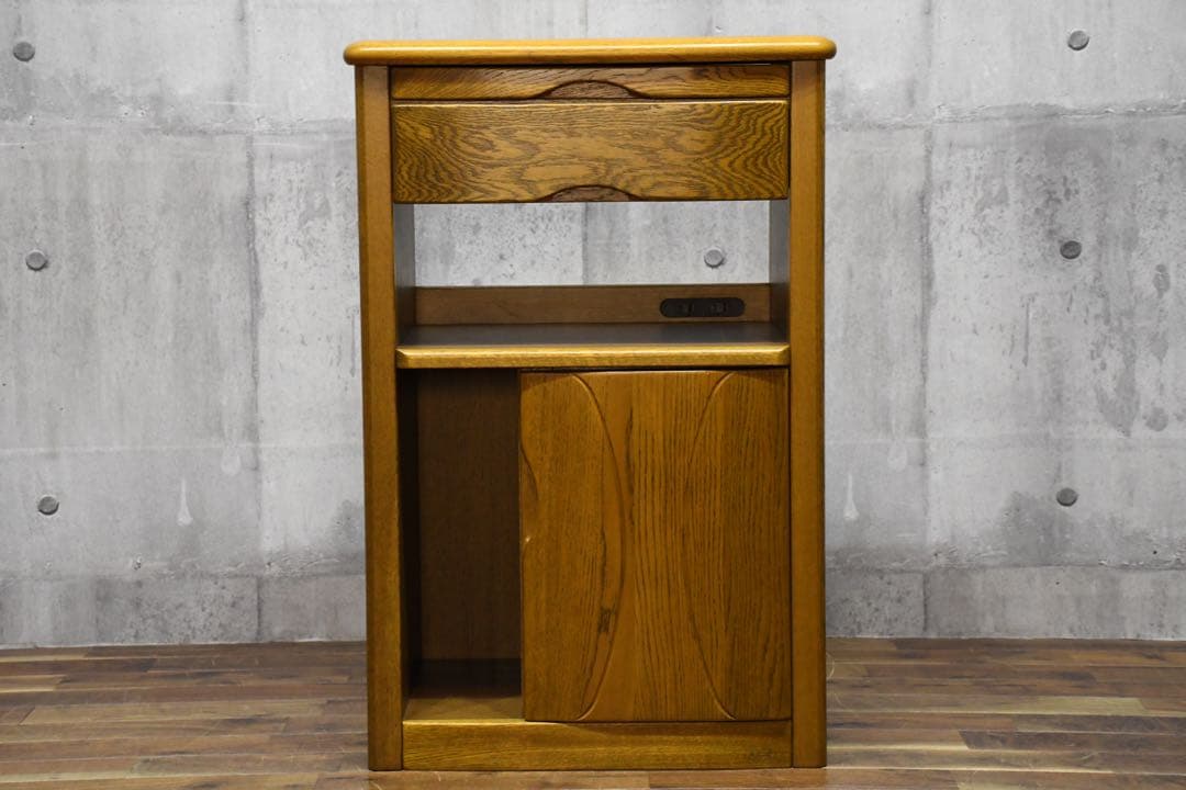 BIC95 浜本工芸 No.1100 ファックス台 ナラ 無垢材 FAX台