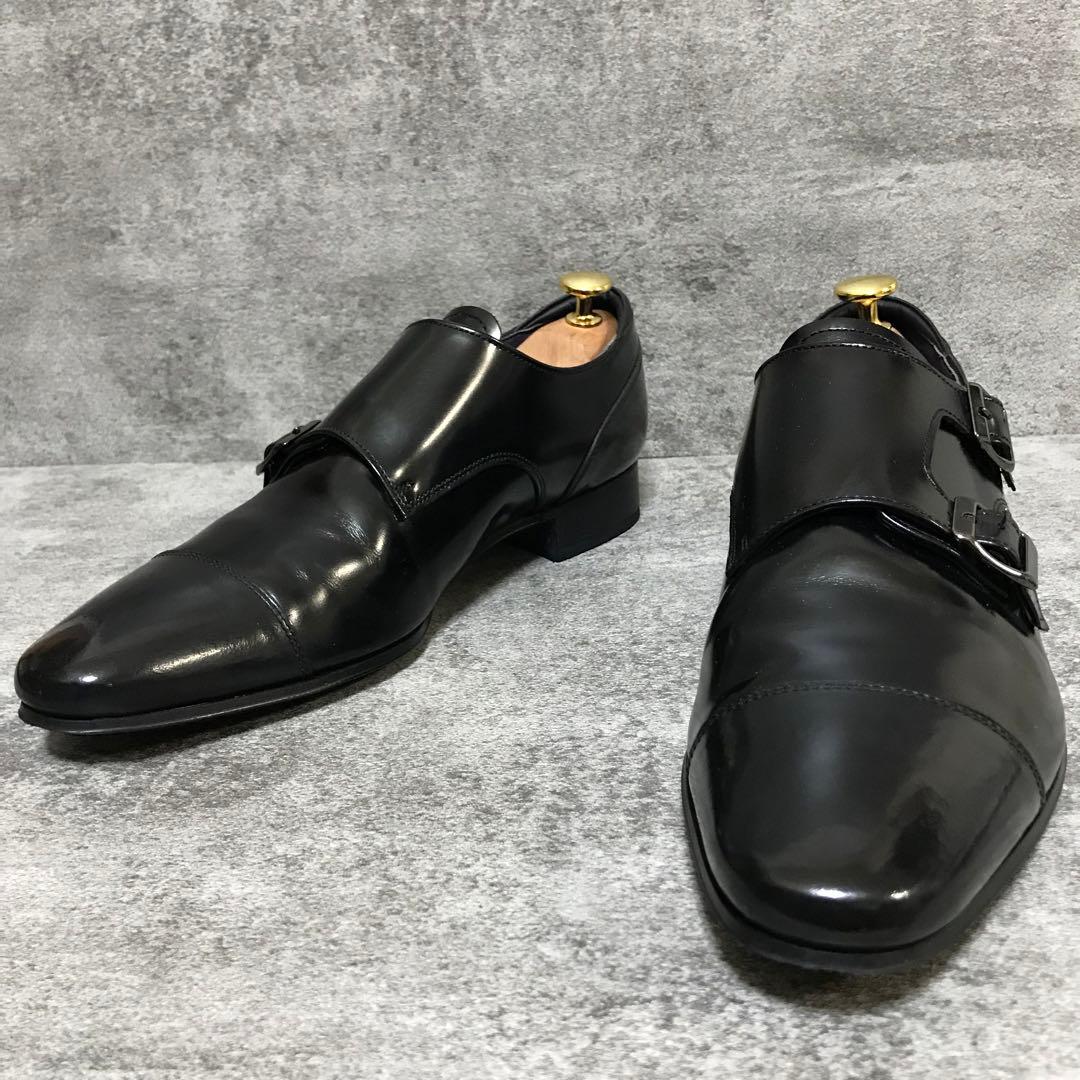 【美品】REGAL 24.5cm ダブルモンクストラップ スクラッチタフレザー