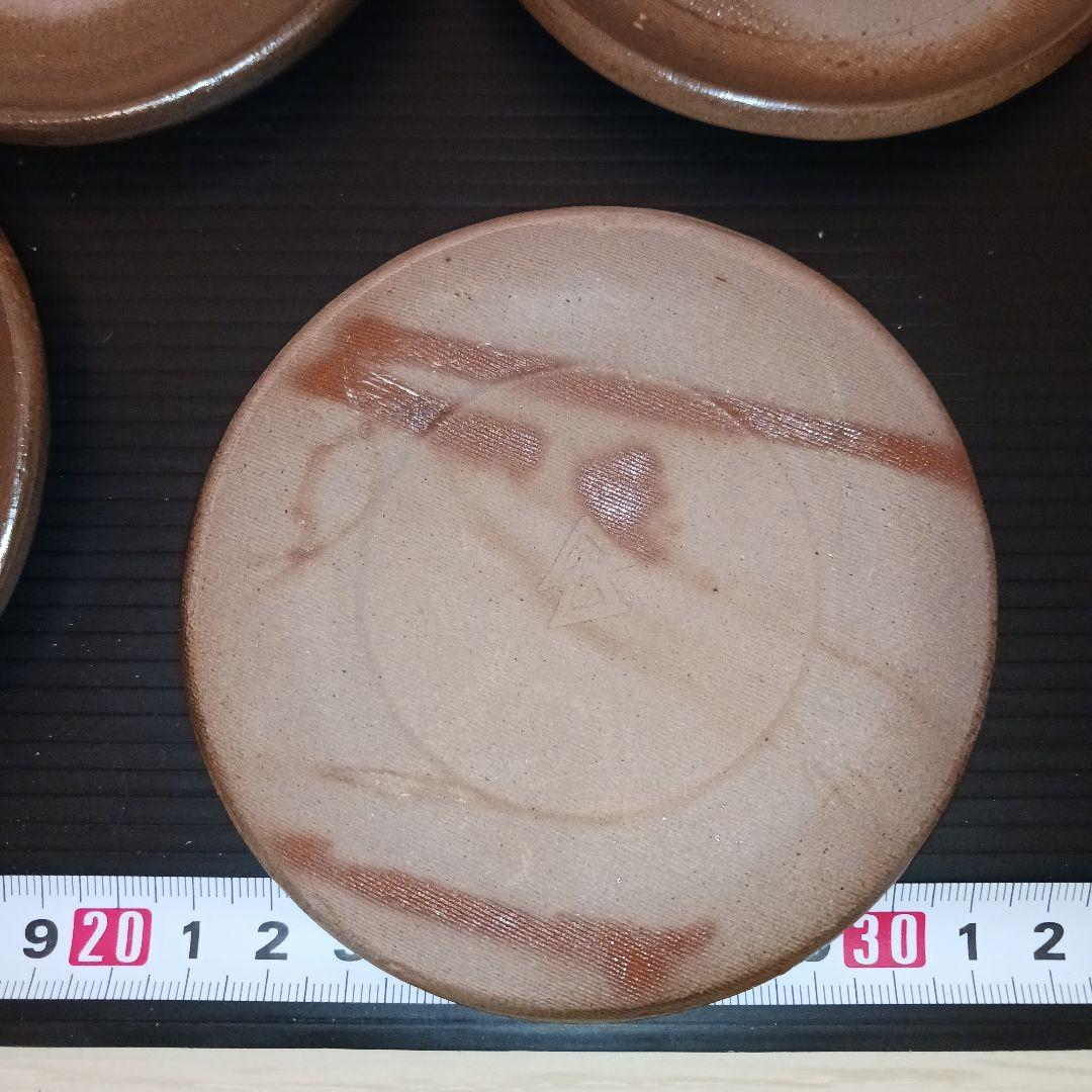 山本宗秀　備州窯　備前焼　叩丸小皿揃　5枚　未使用保管品