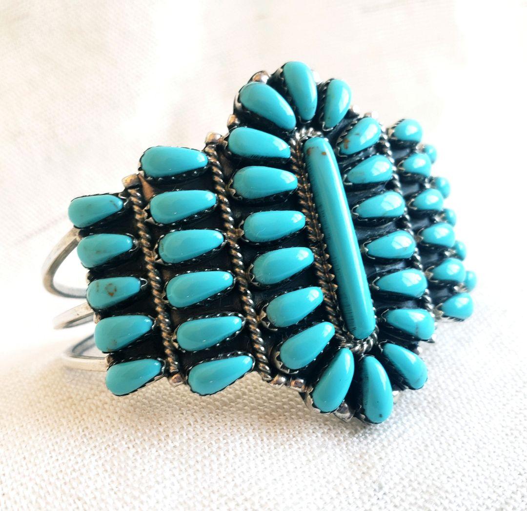 新品 インディアンジュエリー　ナバホ族　ターコイズ　バングル Benally