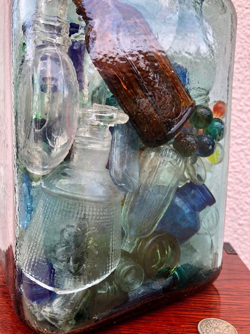 24 レトロ瓶 サンキャッチャー 海苔瓶 いろいろ キラキラ ガラス ビンテージ