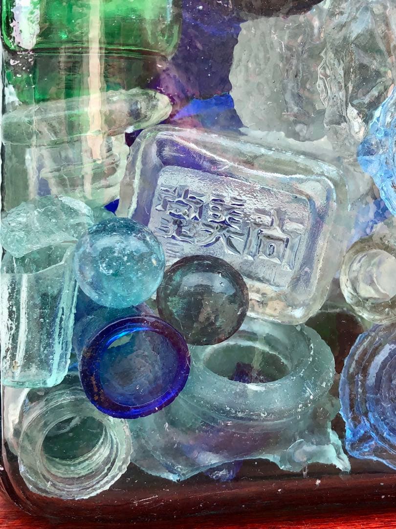 24 レトロ瓶 サンキャッチャー 海苔瓶 いろいろ キラキラ ガラス ビンテージ