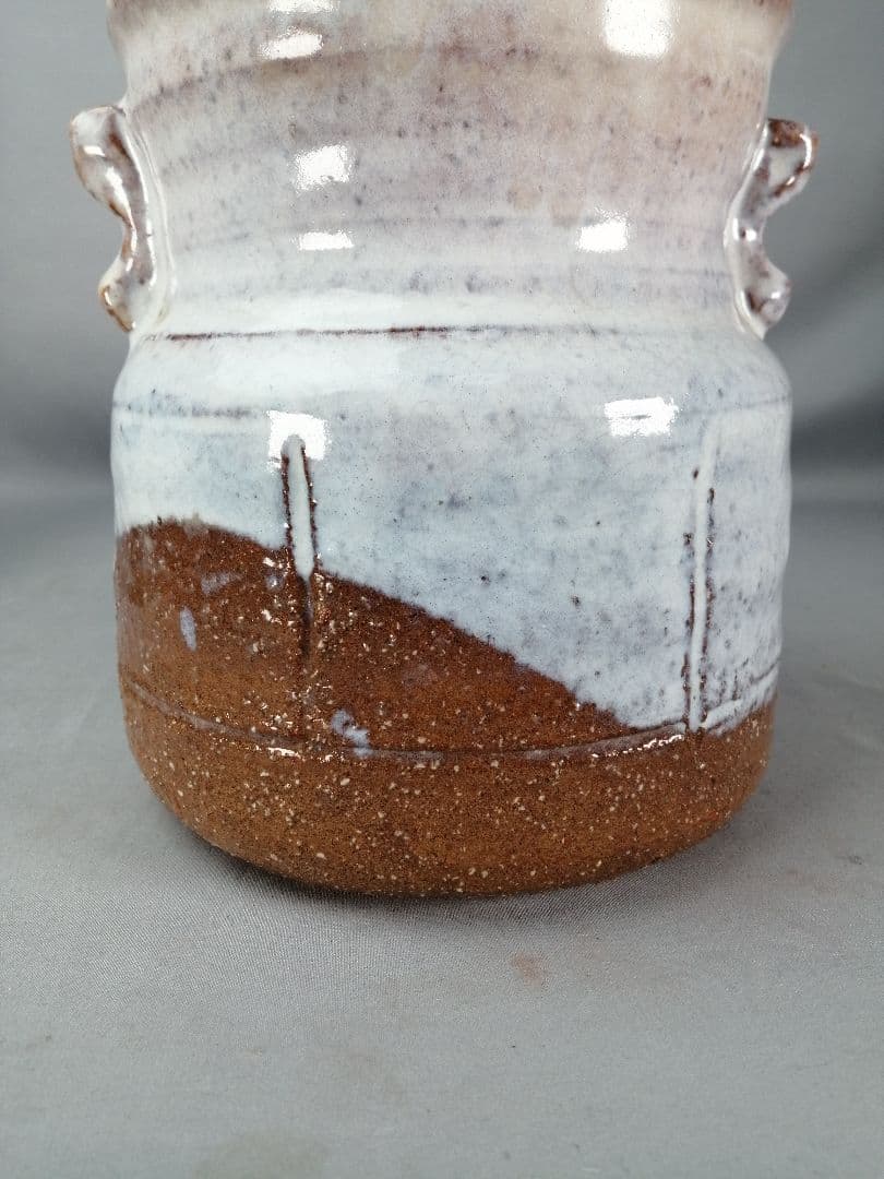 【茶事具】橘正峰造　萩焼耳付き水指　水指413