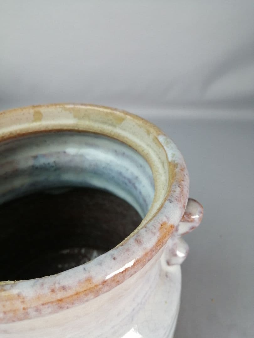 【茶事具】橘正峰造　萩焼耳付き水指　水指413