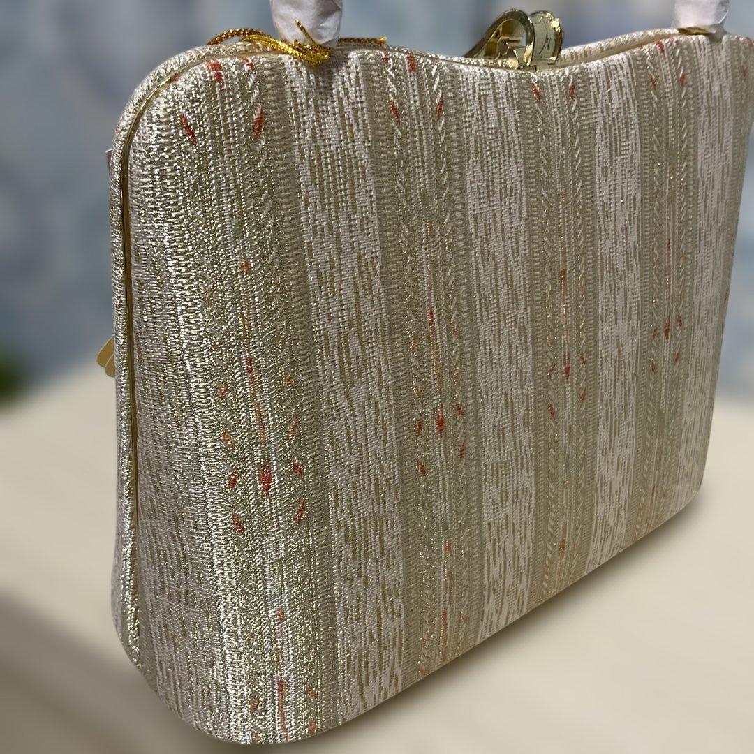 ◆未使用◆御誂菱屋◆草履和装バックセット◆金糸◆絹 ◆本革使用◆24cm◆箱入