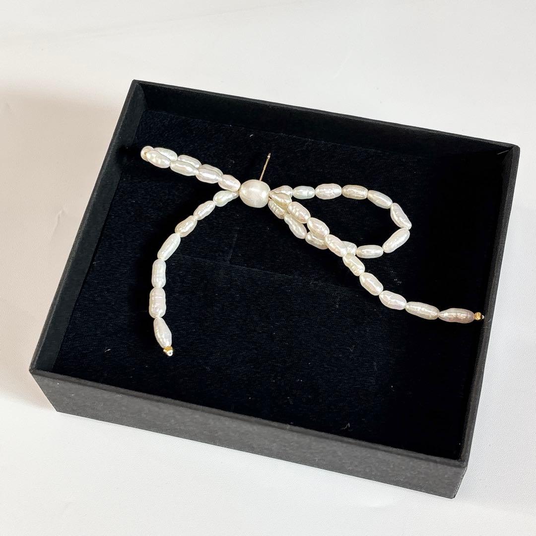 ルボンボン✨les bon bon リボン型パールピアス　ボウパール　10K