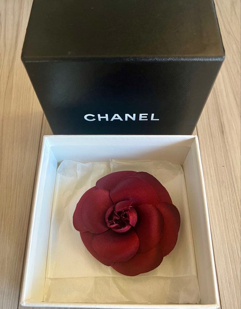 ［正規品］CHANEL カメリア コサージュ　ボルドー系