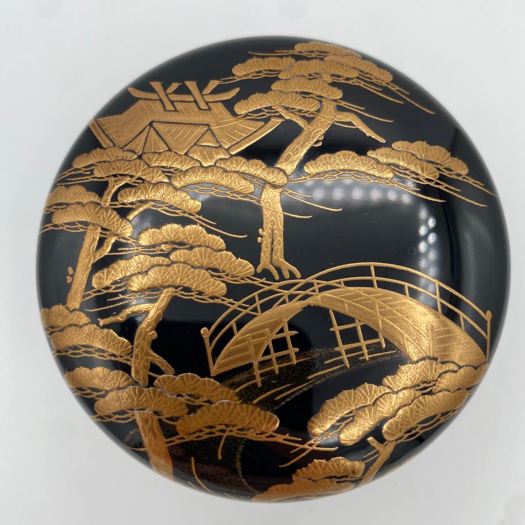 大棗　住吉蒔絵内梨地　松堂作　茶道具　古物