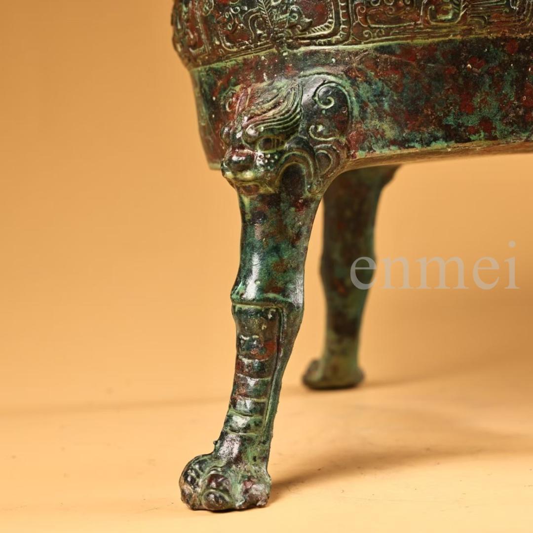 中国古美術・珍品旧藏・青銅器 龍頭杯 獣脚 中型 酒具・純銅製・置物・風水開運