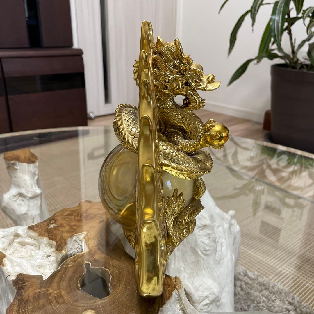 黄金炎龍神様【縁起物】　龍神様　金龍　竜　龍　置物　大金運
