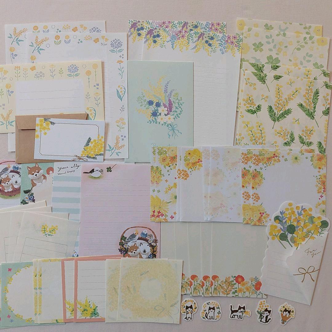 【おすそ分け】ミモザ柄　紙ものセット①